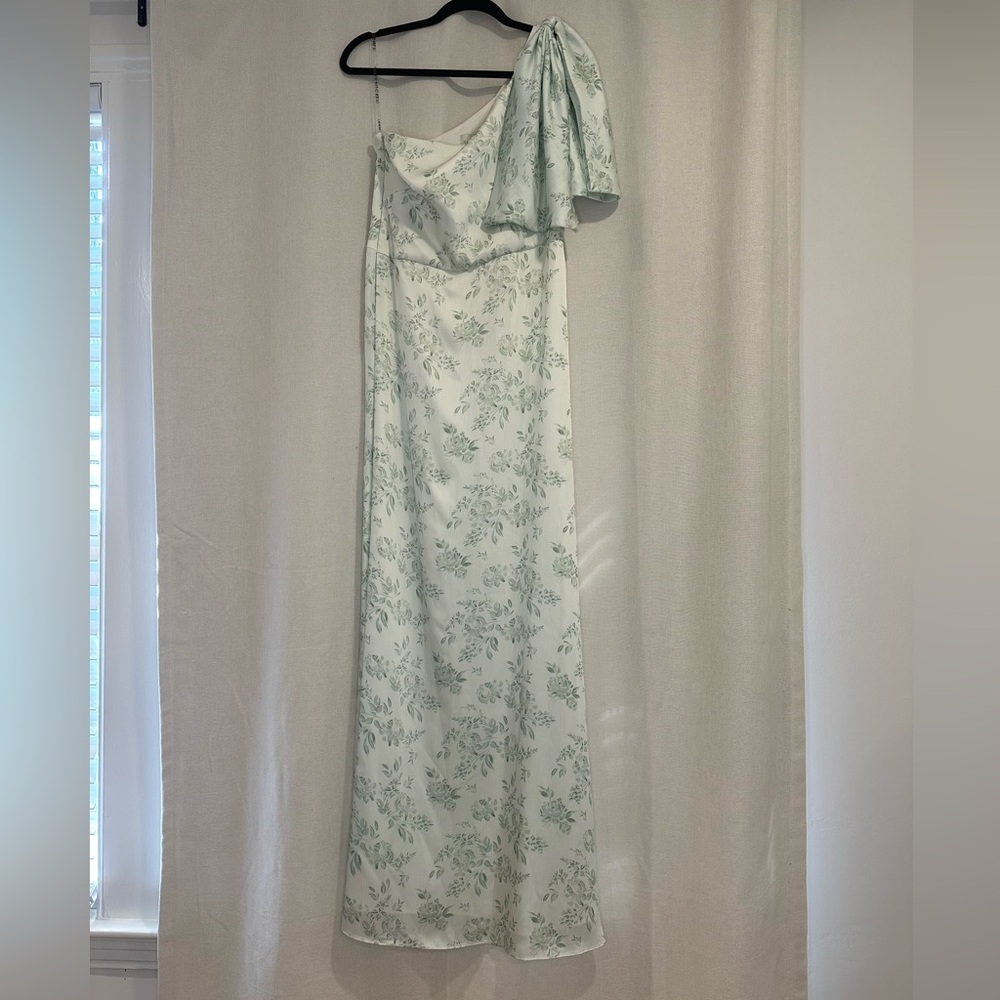 Sachin & Babi Green and White One Shoulder Dress